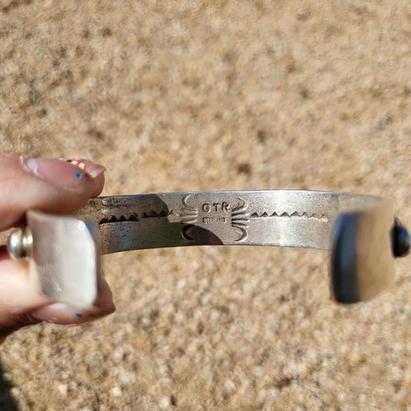 Vintage Native American 5 Stone Turquoise w/ Pyrite,  Handmade Cuff‎ Bracelet - Picture 9 of 14